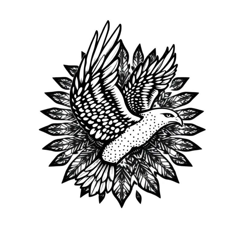 Tatouage aigle style dotwork, design généré par IA