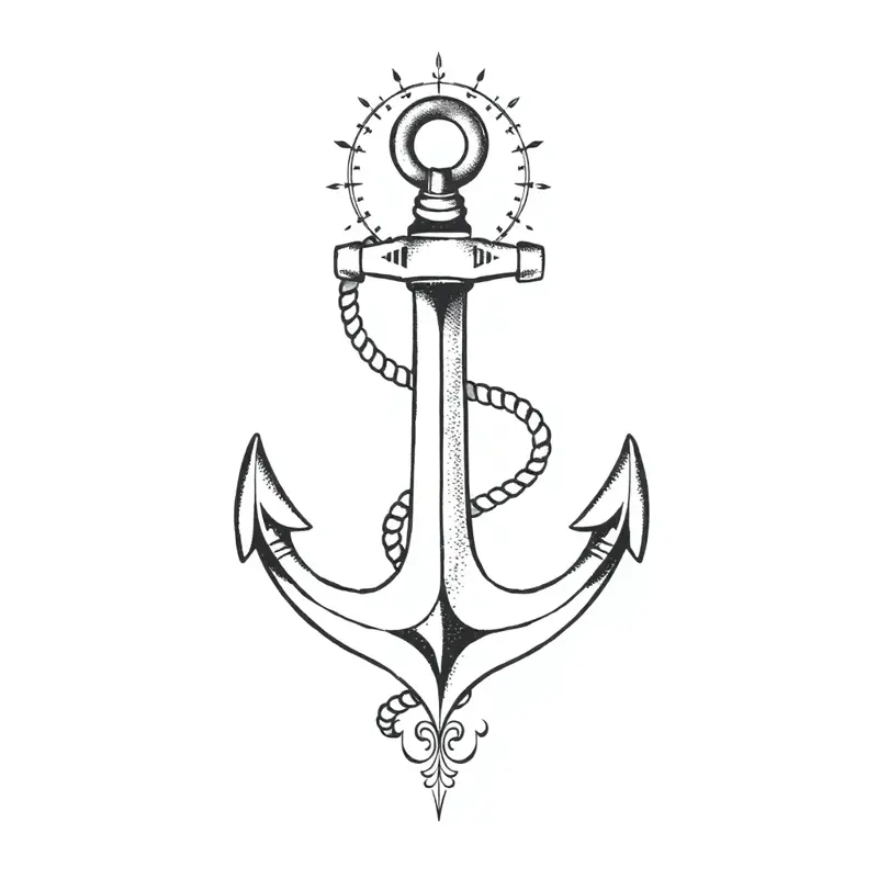 Tatouage ancre style dotwork, design généré par IA