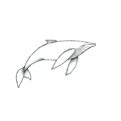 Tatouage baleine en style fineline, design généré par IA