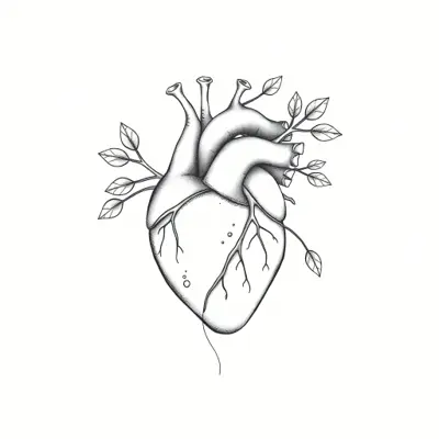 Tatouage cœur en style fineline, design généré par IA