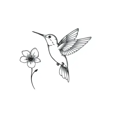 Tatouage colibri en style fineline, design généré par IA