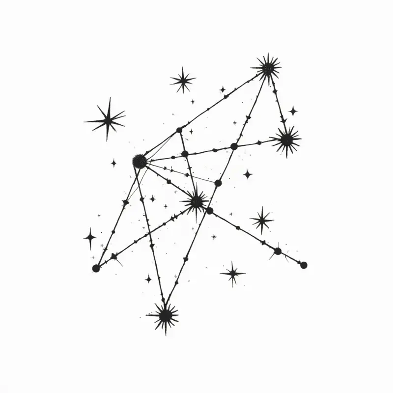 Tatouage constellation en style géométrique, design généré par IA