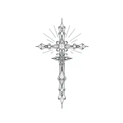 Tatouage croix en style fineline, design généré par IA