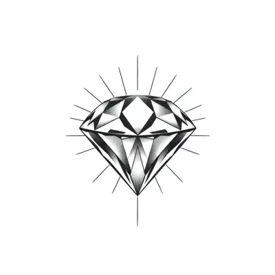 Tatouage diamant en style fineline, design généré par IA