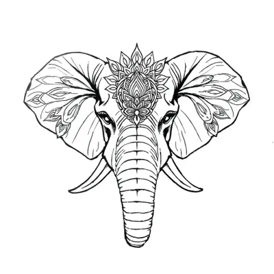 Tatouage éléphant en style fineline, design généré par IA