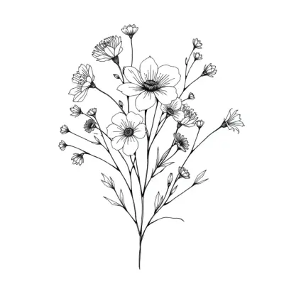 Tatouage fleur en style fineline, design généré par IA