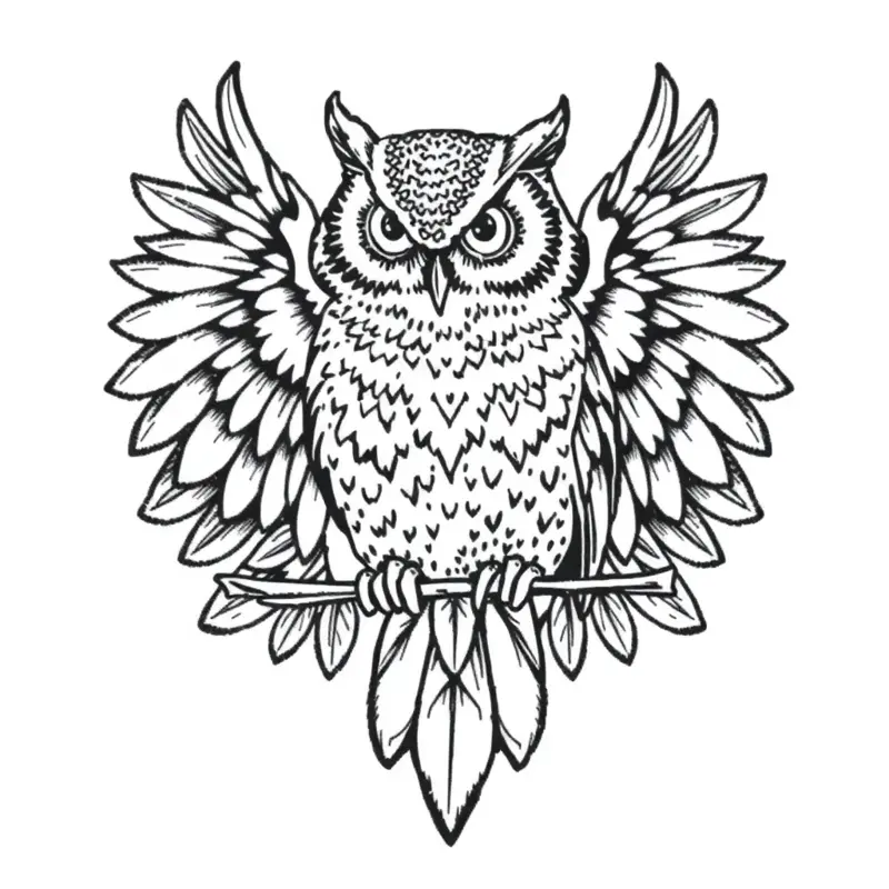 Tatouage hibou en style dotwork, design généré par IA