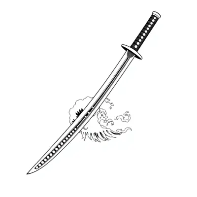 Tatouage katana en style fineline, design généré par IA