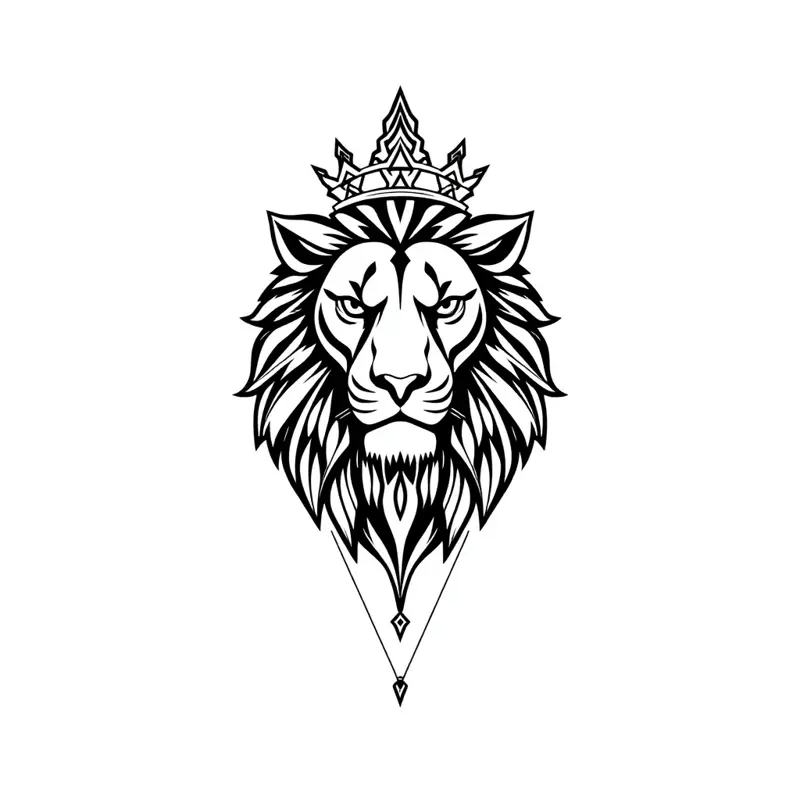 Tatouage lion style géométrique, design généré par IA
