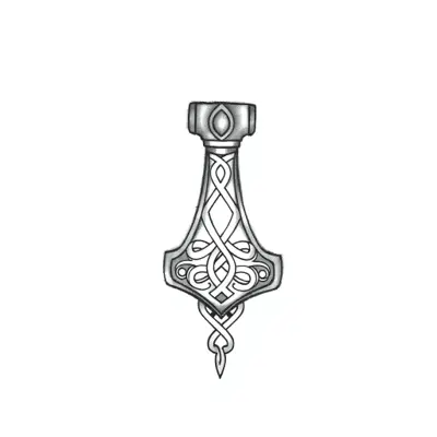 Tatouage marteau en style fineline, design généré par IA