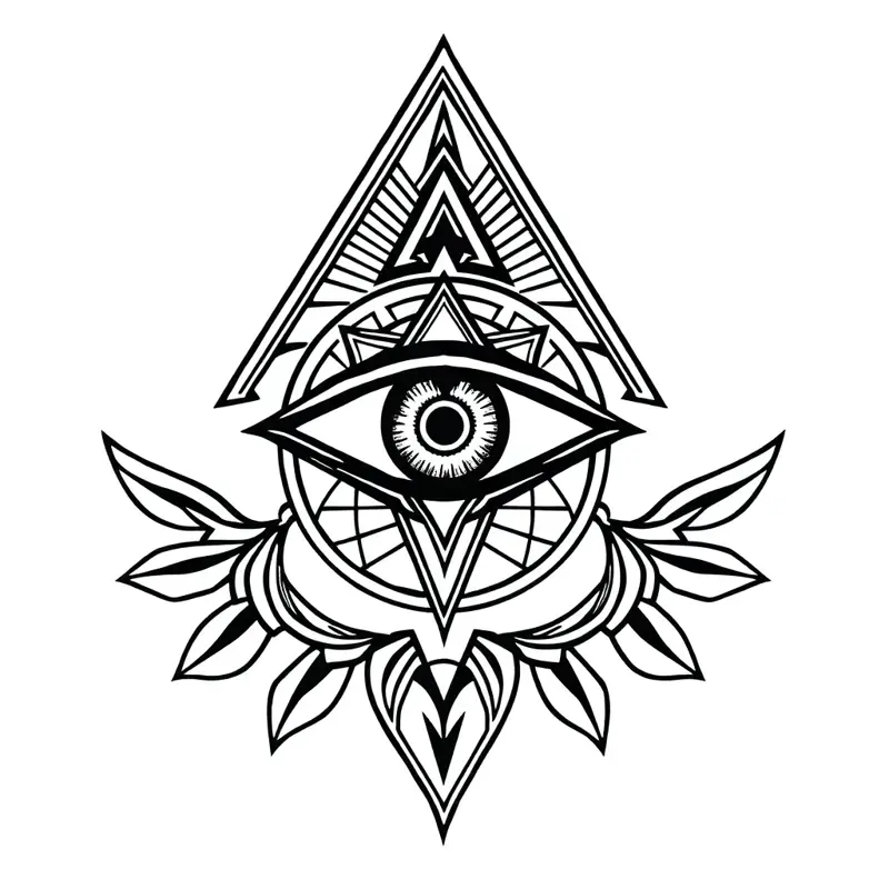 Tatouage œil style géométrique, design généré par IA