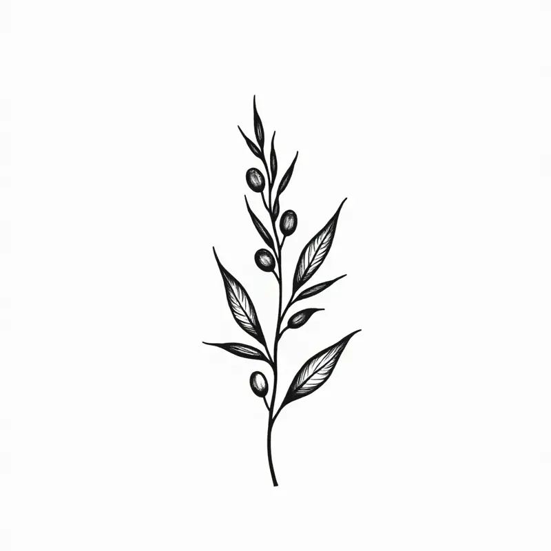 Tatouage olivier en style minimaliste, design généré par IA