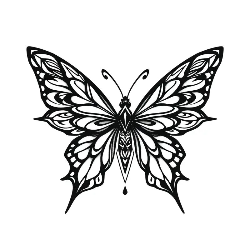 Tatouage papillon style géométrique, design généré par IA