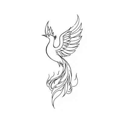 Tatouage phénix en style fineline, design généré par IA