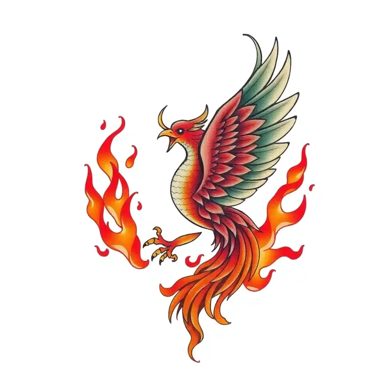 Tatouage phénix en style japonais, design généré par IA