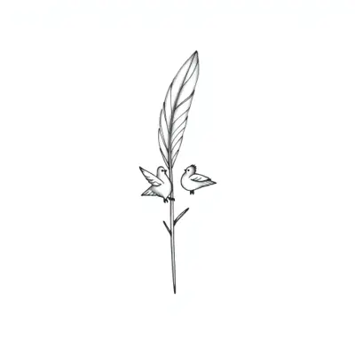 Tatouage plume en style fineline, design généré par IA