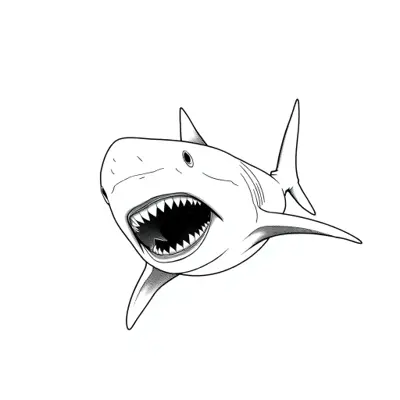 Tatouage requin en style fineline, design généré par IA