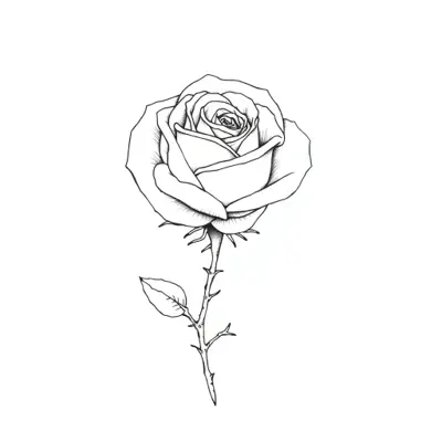 Tatouage rose en style fineline, design généré par IA