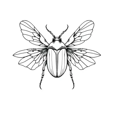 Tatouage scarabée en style fineline, design généré par IA