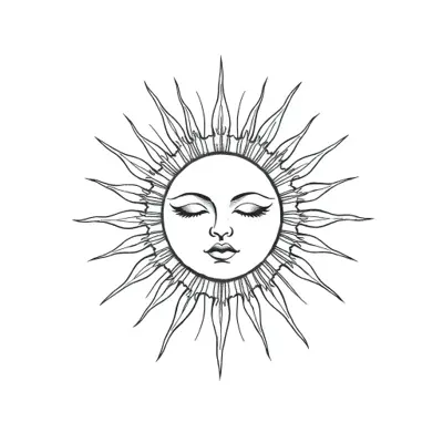 Tatouage soleil en style fineline, design généré par IA
