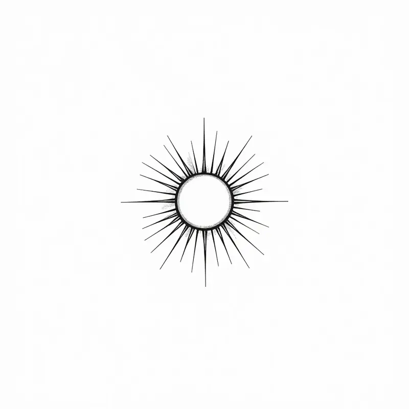Tatouage soleil en style minimaliste, design généré par IA