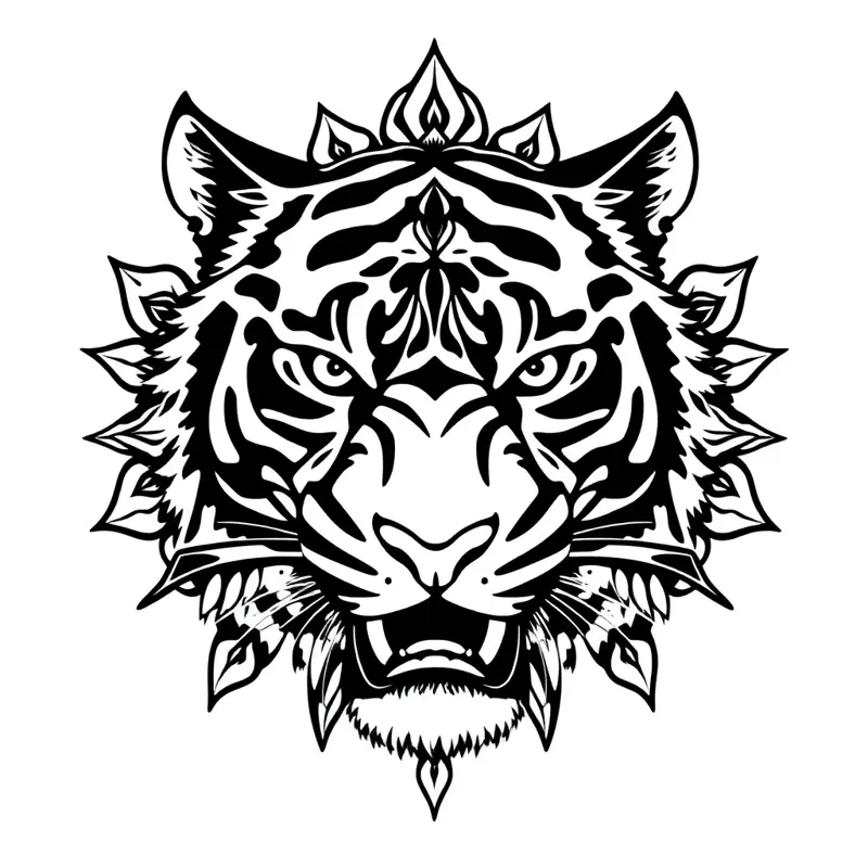 Tatouage tigre style dotwork, design généré par IA