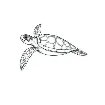 Tatouage tortue en style fineline, design généré par IA