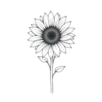 Tatouage tournesol en style fineline, design généré par IA