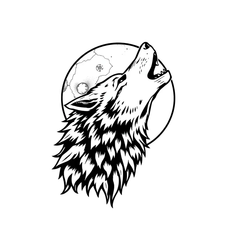 Tatouage loup blackwork