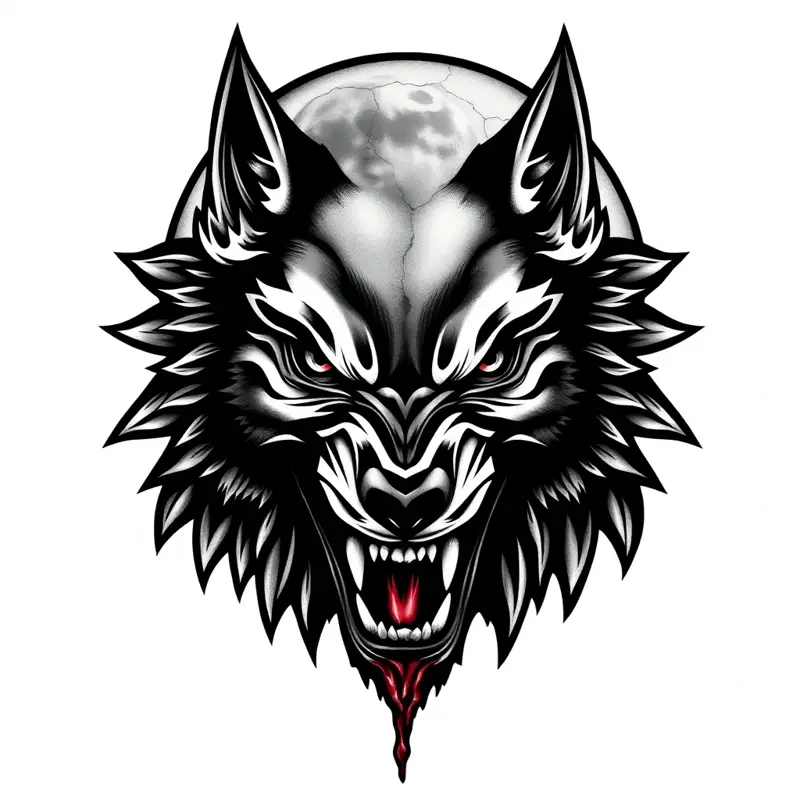 Tatouage loup blackwork sombre