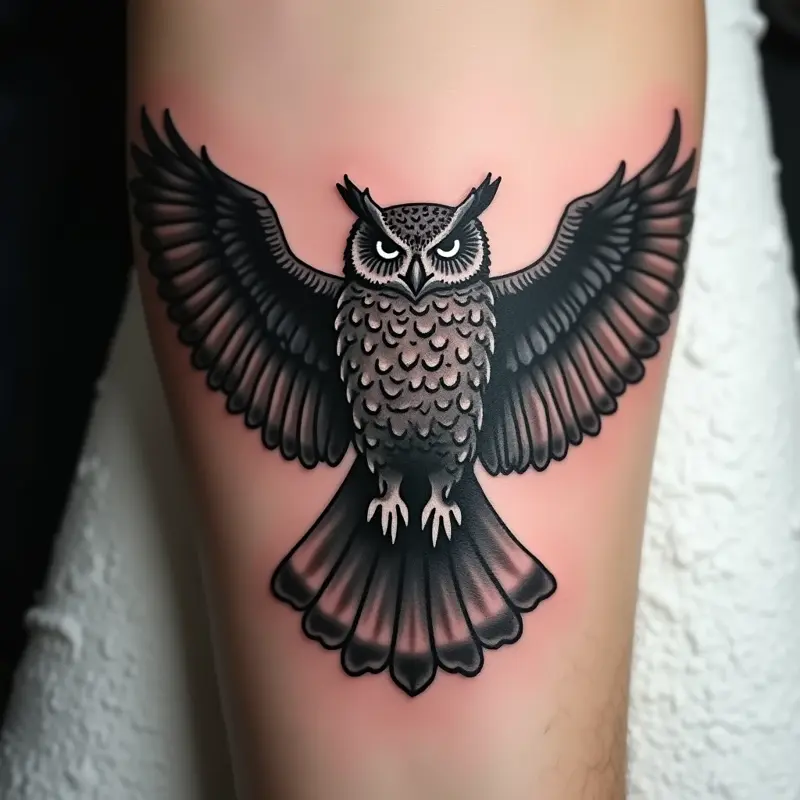 Tatouage hibou blackwork