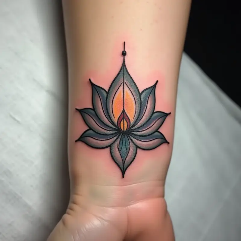 Tatouage lotus géométrique