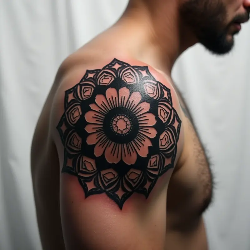 Tatouage mandala blackwork
