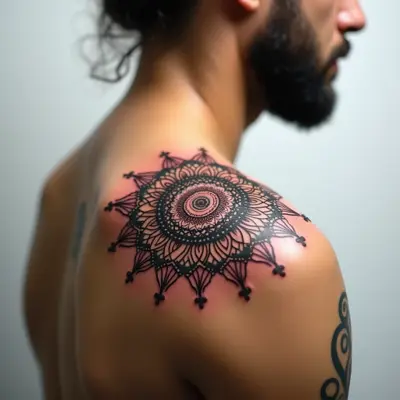 Tatouage mandala dotwork sur un avant-bras