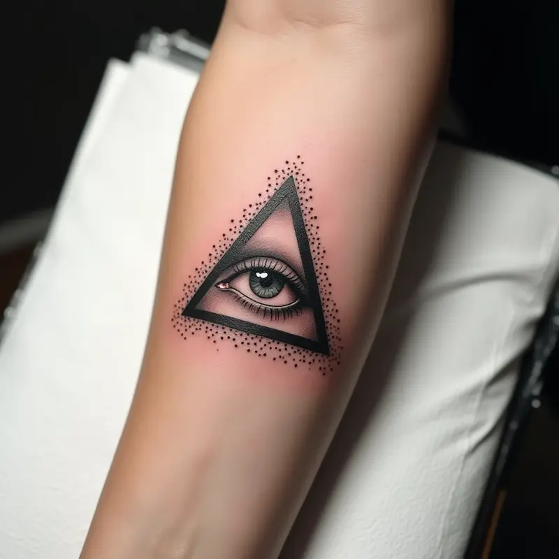 Tatouage œil dotwork mystique
