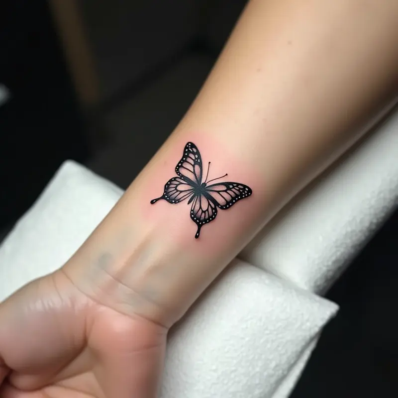 Tatouage papillon dotwork