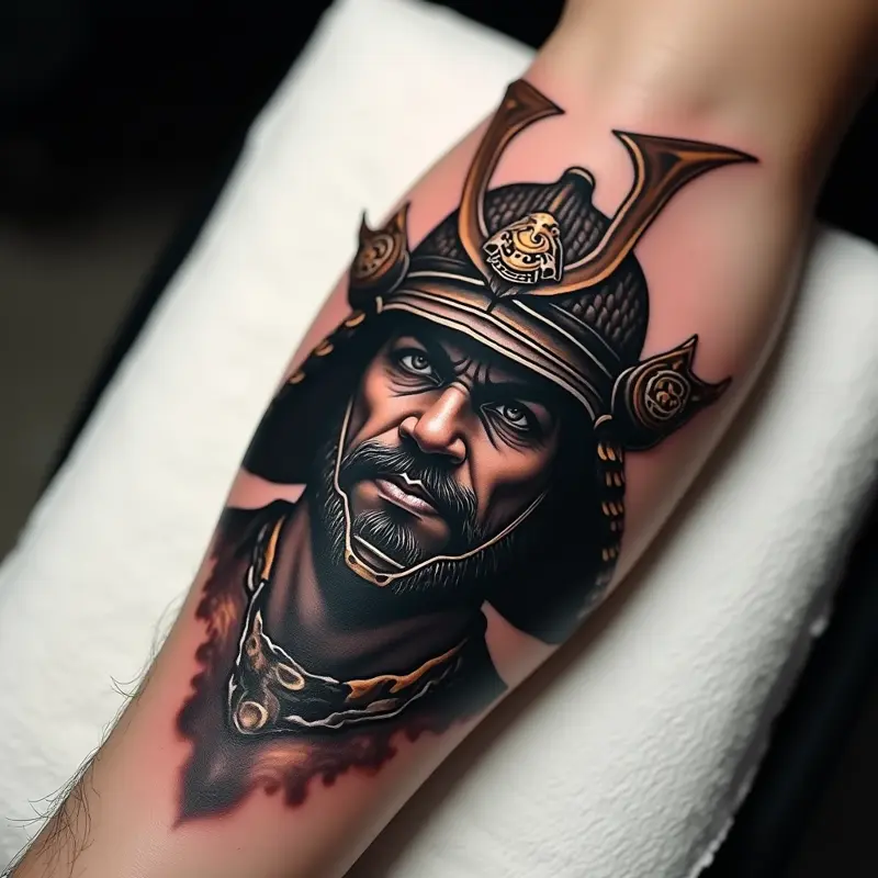 Tatouage samurai blackwork