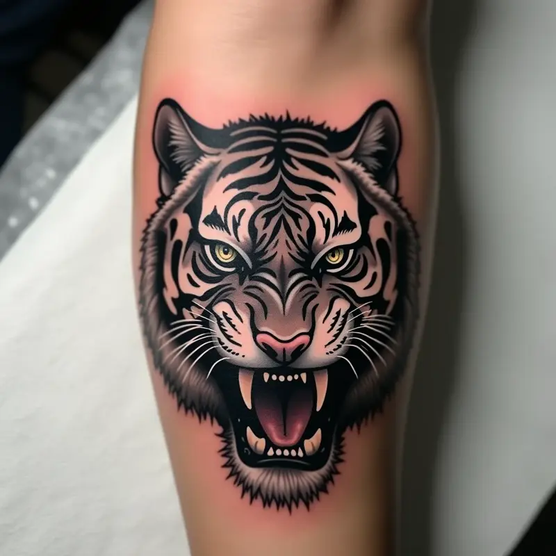 Tatouage tigre blackwork