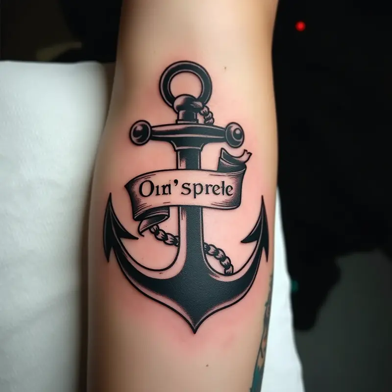 Tatouage ancre blackwork old school