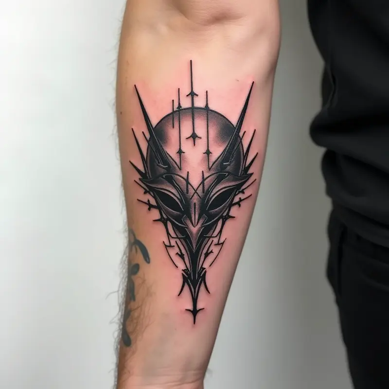 Tatouage cyber sigilism blackwork