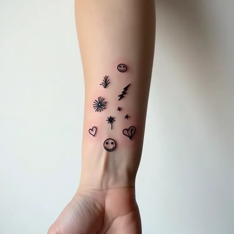 Tatouage patchwork noir et gris