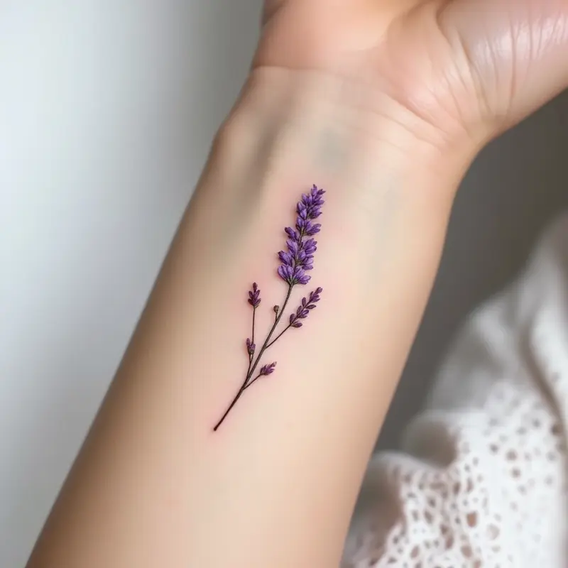 Tatouage lavande fine line