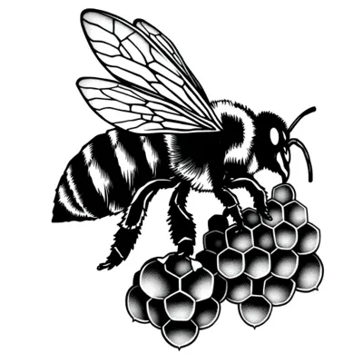Tatouage abeille en style blackwork, design généré par IA