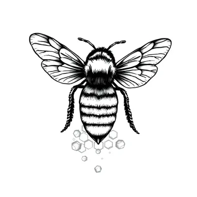 Tatouage abeille en style dotwork, design généré par IA