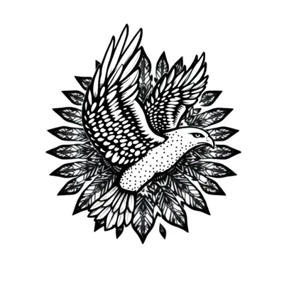 Tatouage aigle en style dotwork, design généré par IA