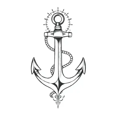 Tatouage ancre en style dotwork, design généré par IA