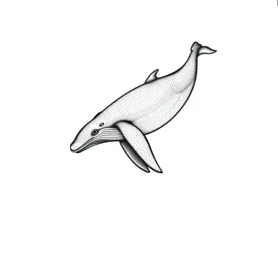 Tatouage baleine en style dotwork, design généré par IA