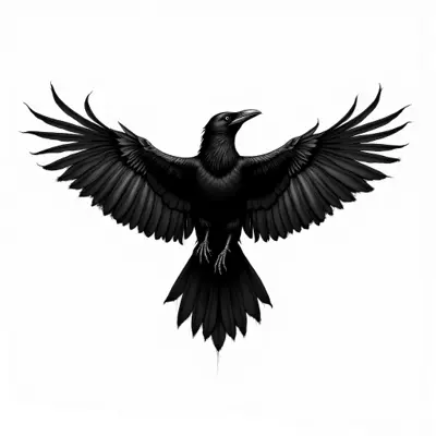Tatouage corbeau en style blackwork, design généré par IA