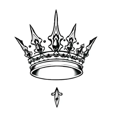 Tatouage couronne en style blackwork, design généré par IA