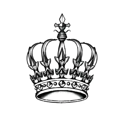 Tatouage couronne en style dotwork, design généré par IA